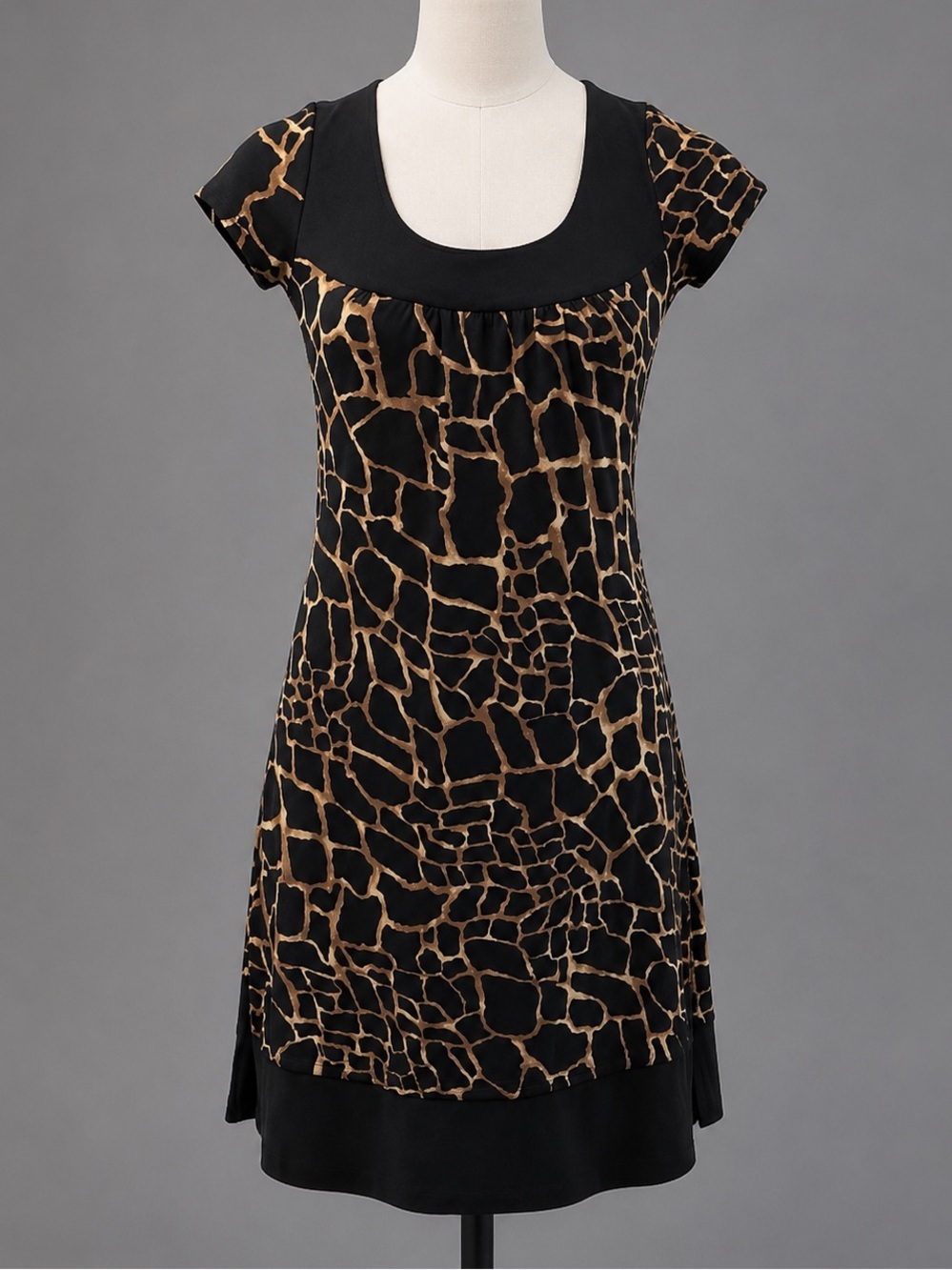 Rocker CHIC Black Brown Geometric Print
Short Sleeve Sheath Min Dress sz XS / S